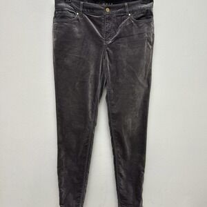 White House Black Market Skimmer Gray Velvet Woman's Pants Skinny Stretch Size 6